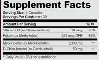 Inositol Myo & D-Chiro + Folato + Vitamina D 120 cápsulas