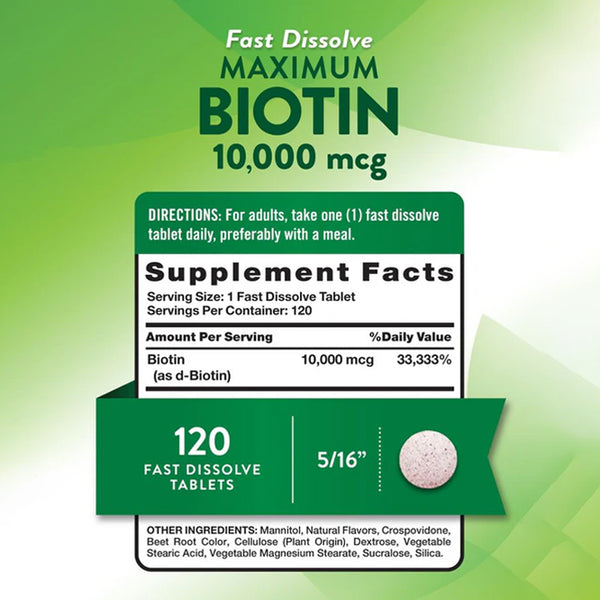 Biotina 10000mcg 120 tabletas