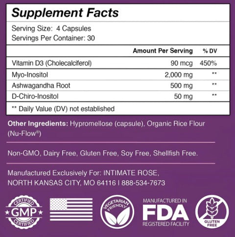 Inositol Myo & D-Chiro + Ashwagandha + Vitamina D 120 cápsulas