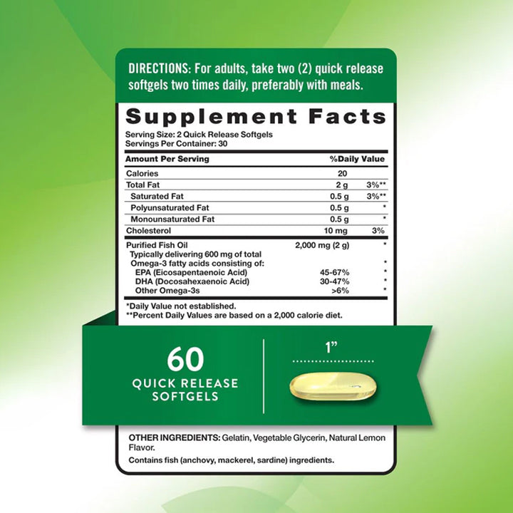 Aceite de Pescado 2000mg 60 cápsulas blandas