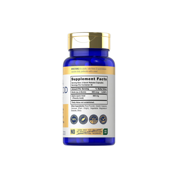 Ácido Alfa Lipoico 600mg + Biotina 90 cápsulas