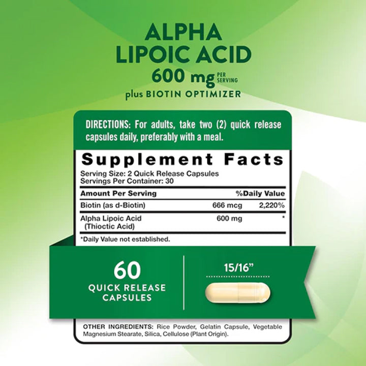 Ácido Alfa Lipoico 600mg 60 cápsulas