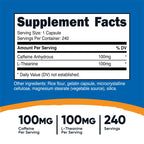 Cafeína con L-Teanina 100mg 240 cápsulas