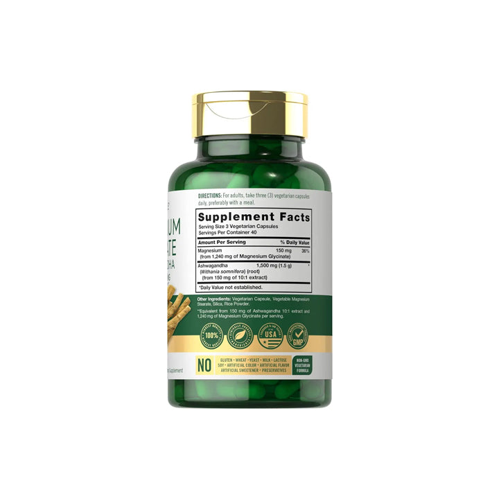 Complejo de Glicinato de Magnesio + Ashwagandha 2740mg 120 cápsulas
