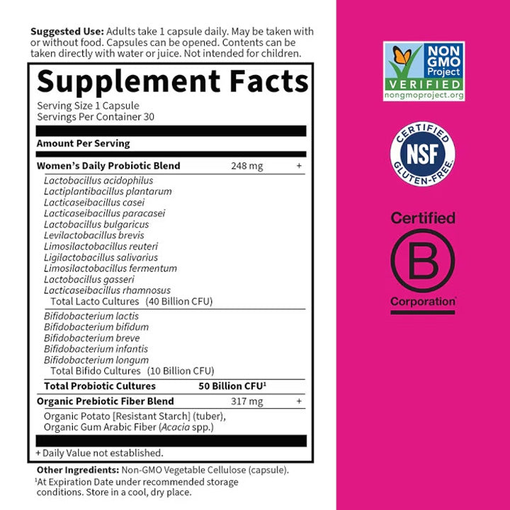 Dr. Formulated Probiótico Once Daily Mujeres 50 Billones UFC 30 cápsulas