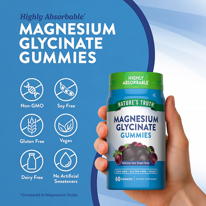Glicinato de Magnesio 200mg 60 gomitas