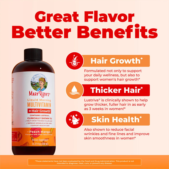 Multivitamínico Líquido de Mañana + Crecimiento Capilar sabor Mango 450ml