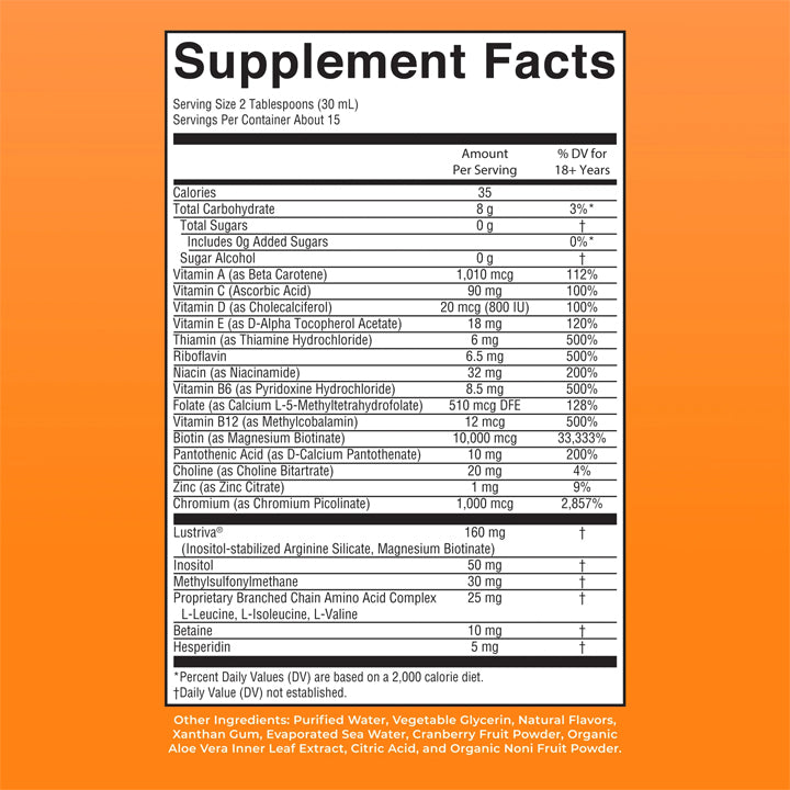 Multivitamínico Líquido de Mañana + Crecimiento Capilar sabor Mango 450ml