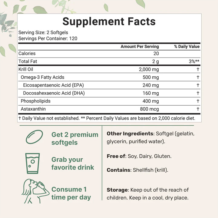Aceite de Krill Antártico 2,000mg 240 cápsulas blandas