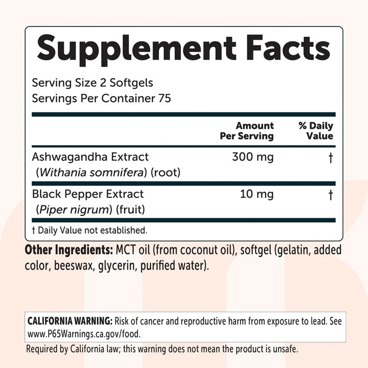 Ashwagandha + Aceite MCT 300 cápsulas blandas