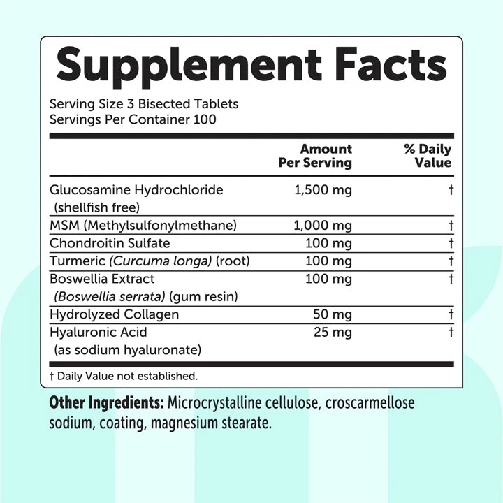 Glucosamina, Condroitina, MSM y Cúrcuma 300 tabletas