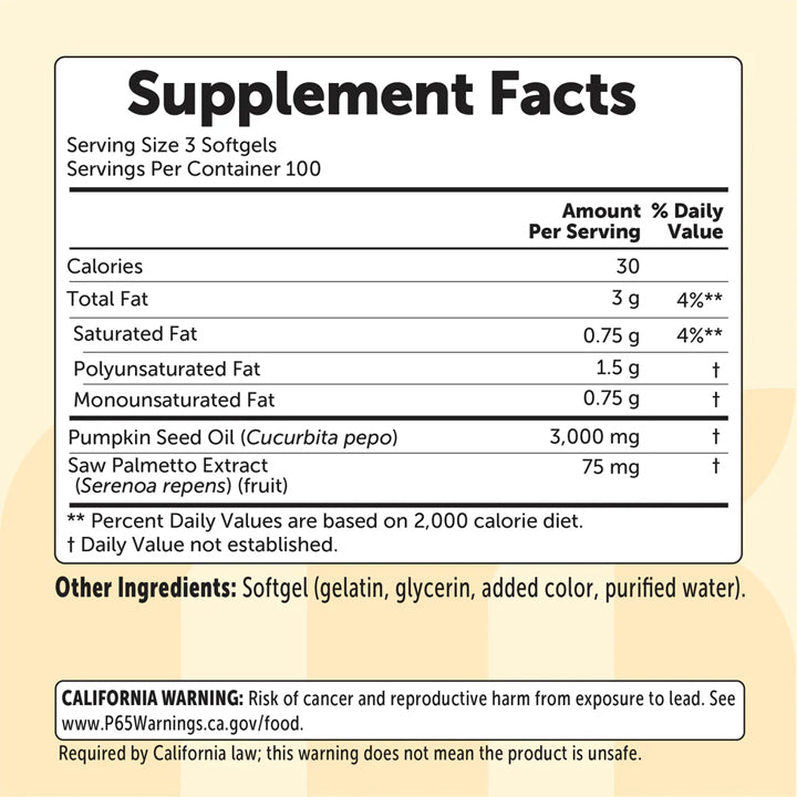 Aceite de Semilla de Calabaza 3,000mg 300 cápsulas blandas