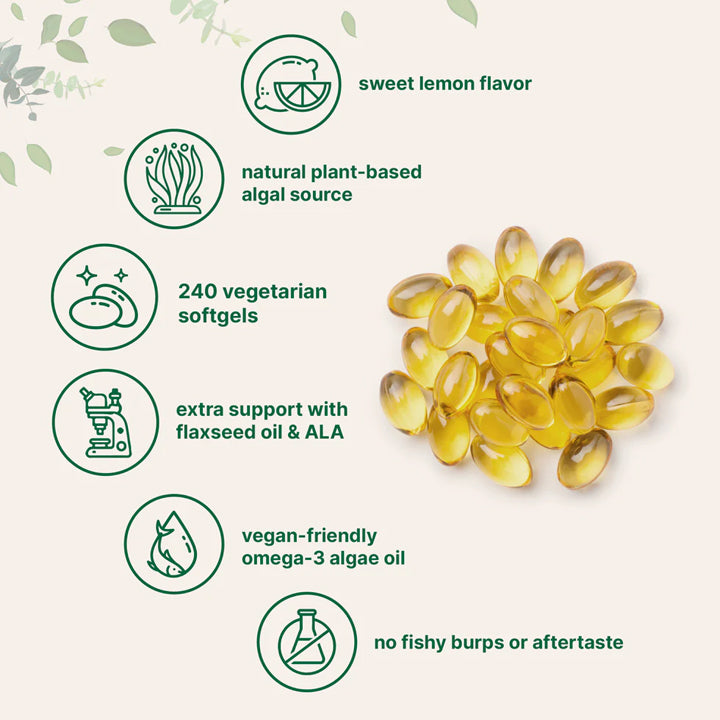 Omega-3 Vegano Aceite de Algas 1250mg 240 cápsulas blandas