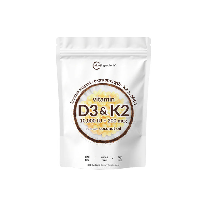 Vitamina D3 + K2 10,000UI / 200mcg 300 cápsulas blandas
