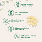 Vitamina D3 + K2 10,000UI / 200mcg 300 cápsulas blandas