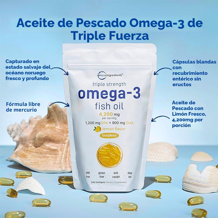 Omega-3 Triple Fuerza EPA 1200 + DHA 900mg 240 cápsulas blandas