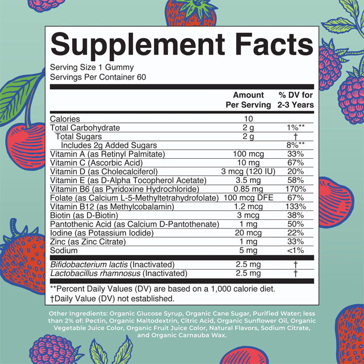 Multivitamínico Orgánico para Niños sabor Mezcla de Bayas y Cereza 60 gomitas