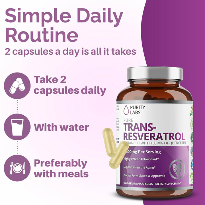 Trans-Resveratrol + Quercetina 1500mg 90 cápsulas