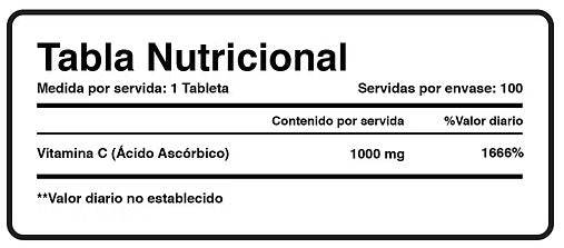 Vitamina C 1000mg 100 tabletas