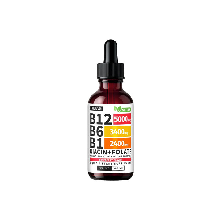Vitamina B12 5000mcg + B6 + B1 Complejo Líquido 60ml Sin GMO