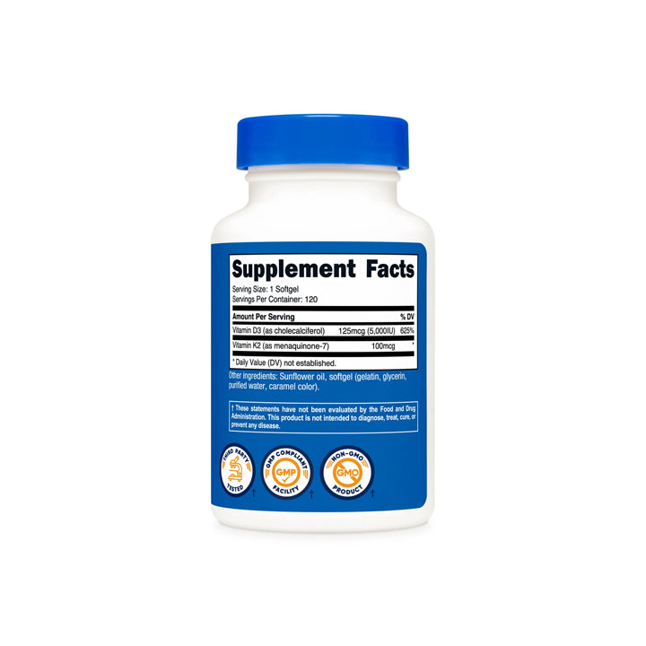 Vitamina K2+D3 100mcg(K2) / 125mcg(D3) 120 cápsulas blandas