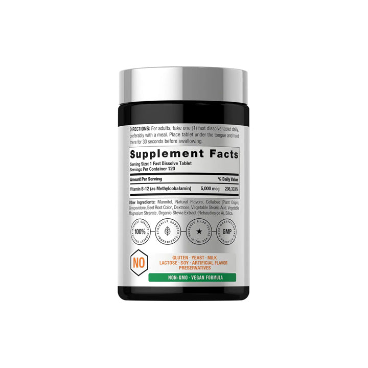 Vitamina B12 Metilcobalamina Sublingual 5000mcg 120 tabletas