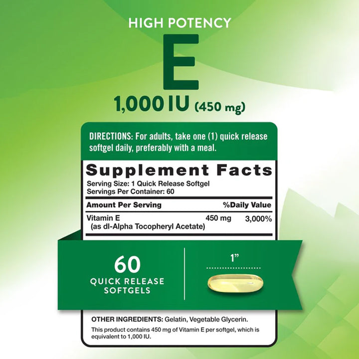 Vitamina E 450mg 60 cápsulas blandas