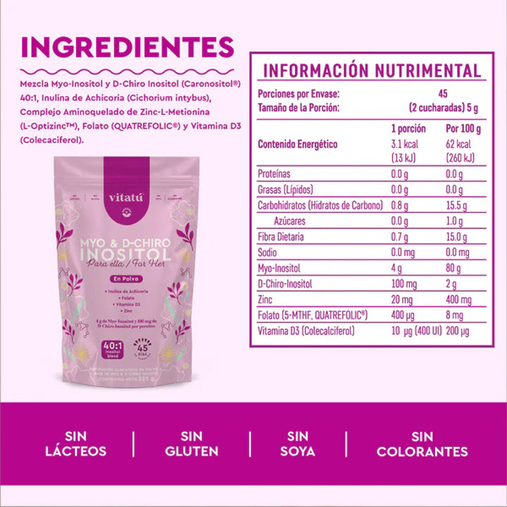 Inositol Myo & D-Chiro en Polvo sabor Berries 225g