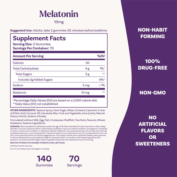 Melatonina 10mg 140 gomitas