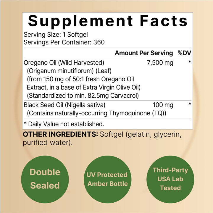 Aceite de Orégano 7500mg 120 cápsulas blandas