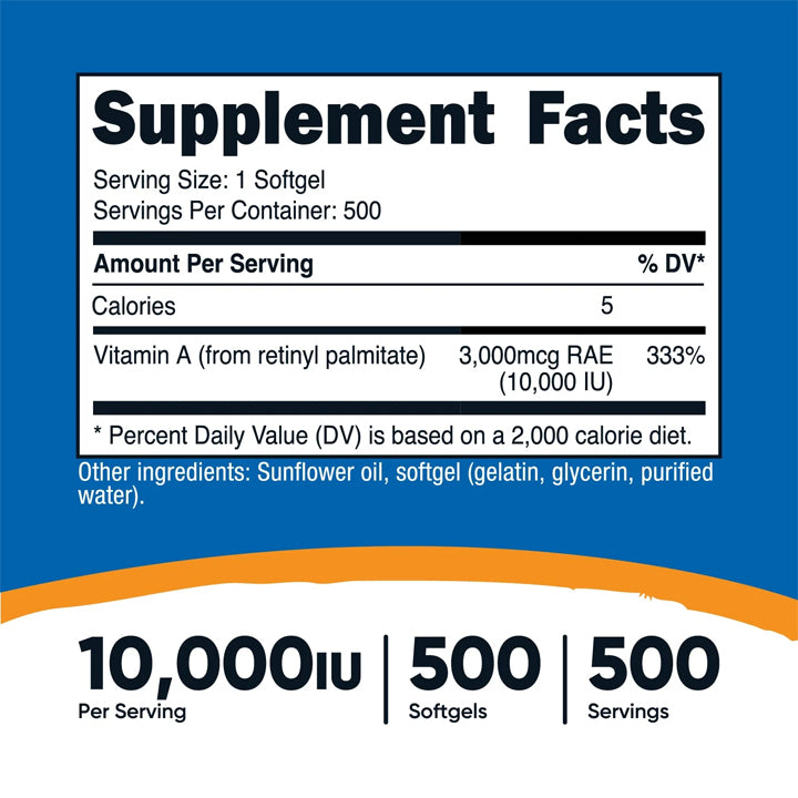 Vitamina A 25000UI 500 cápsulas blandas